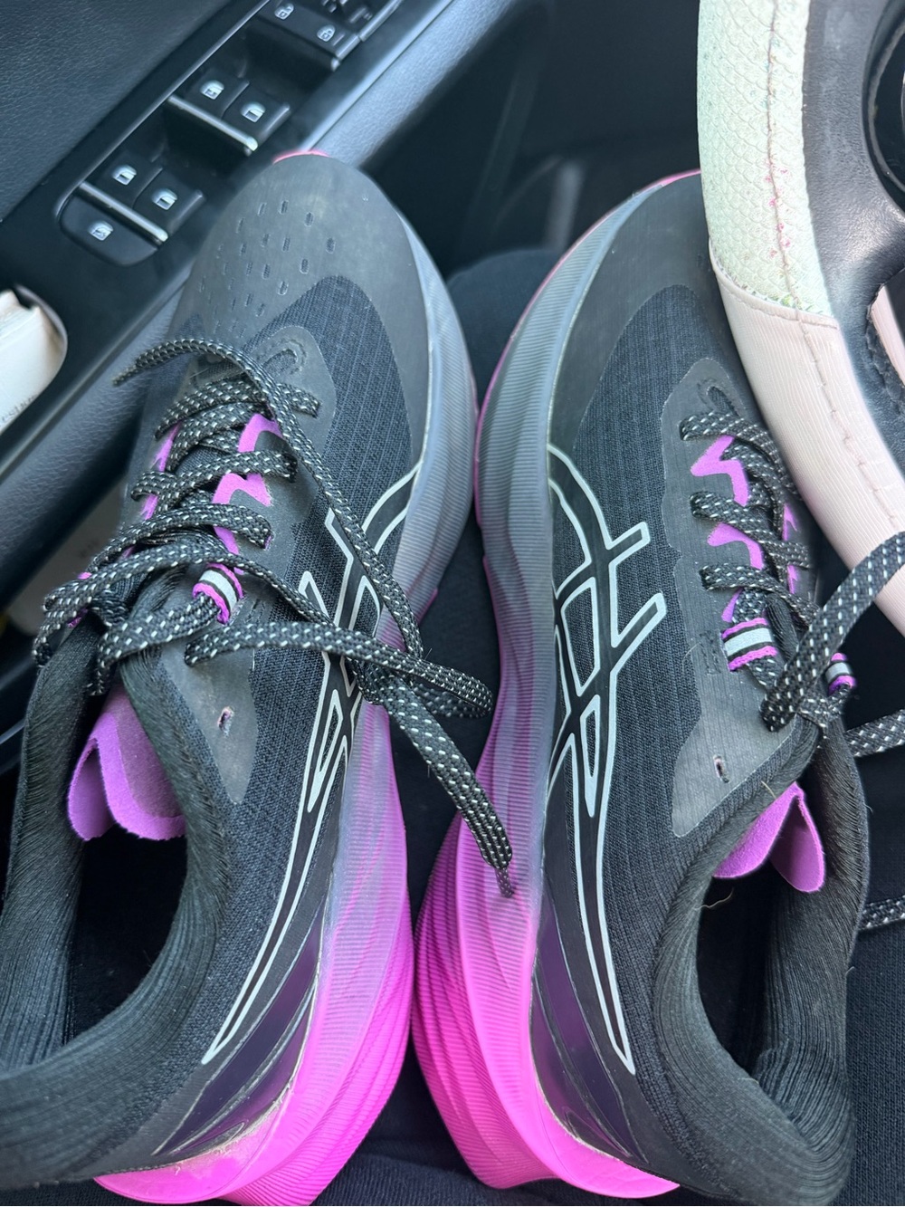 Asics Black and Pink Women's Athletic Running Shoes